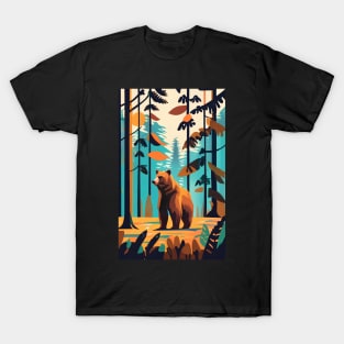 abstract autumn bear in the forest T-Shirt